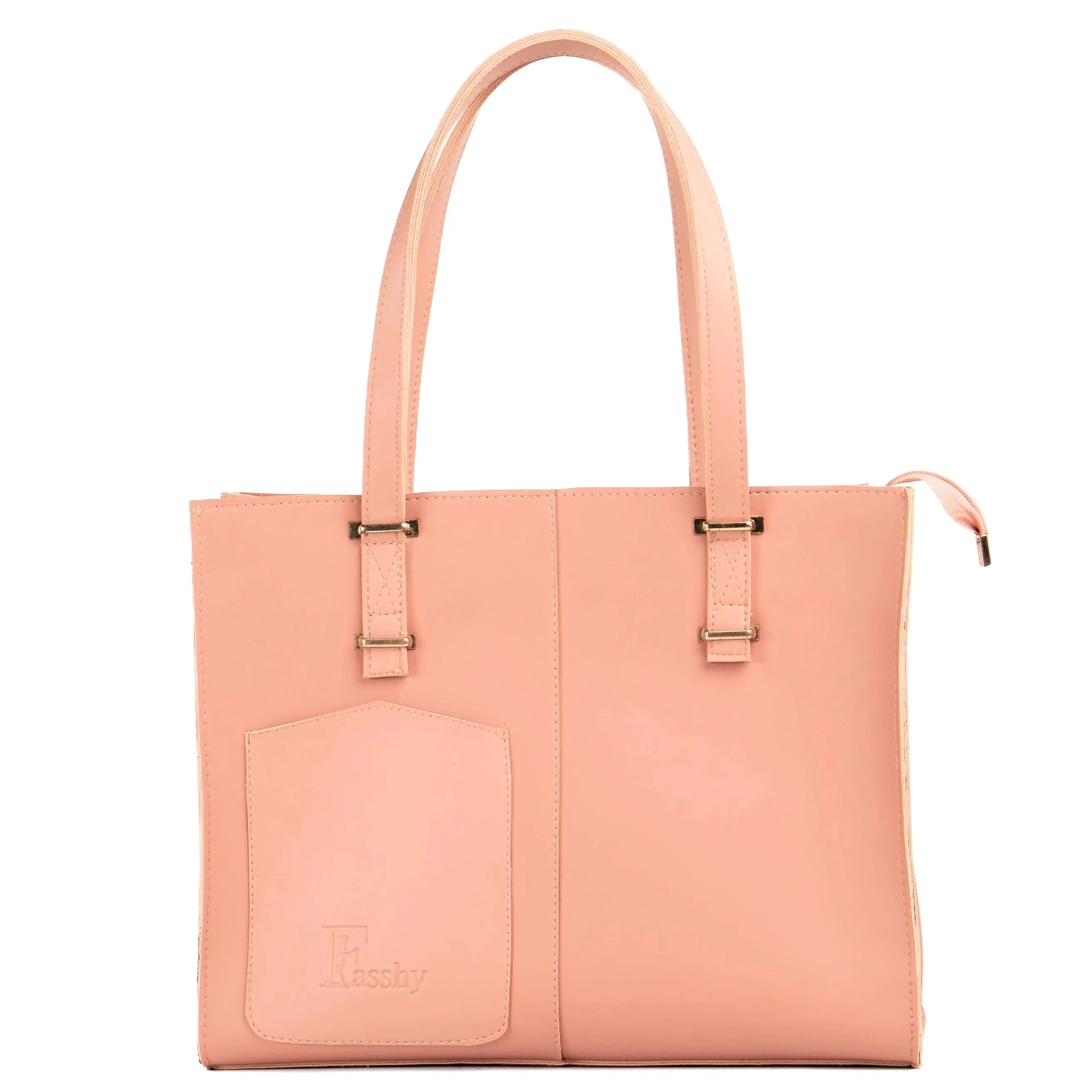 FAUX LEATHER-PINK TOTE Fasshy