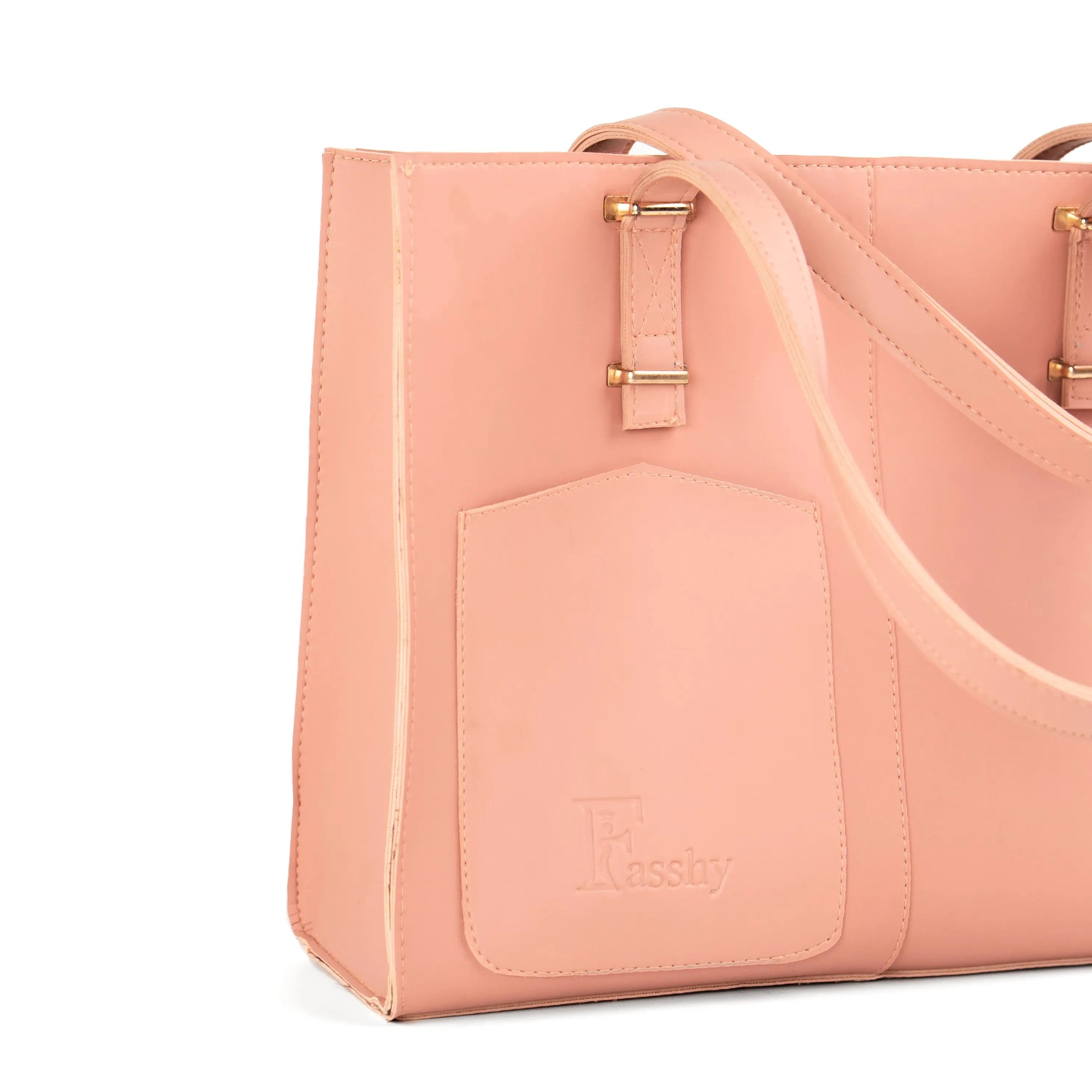 FAUX LEATHER-PINK TOTE Fasshy